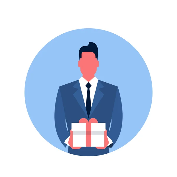 Hombre de negocios Hold Present Box Icono — Archivo Imágenes Vectoriales