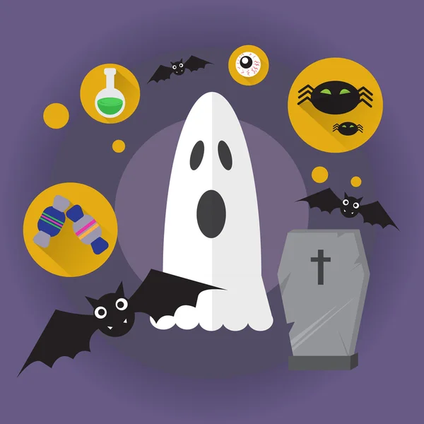 Ghost Flat ikonen Halloween semester — Stock vektor