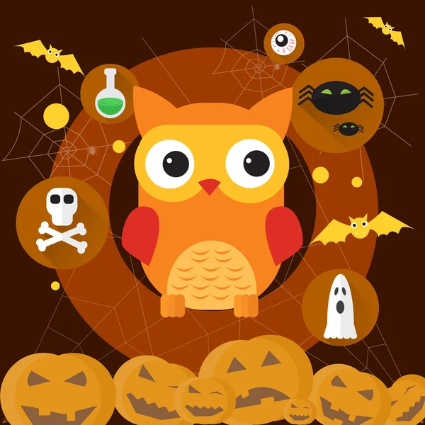 Sova Jack dýně ploché ikony Halloween — Stockový vektor