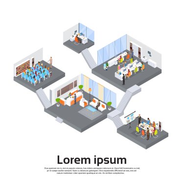 Office Building Interior Isometric 3d