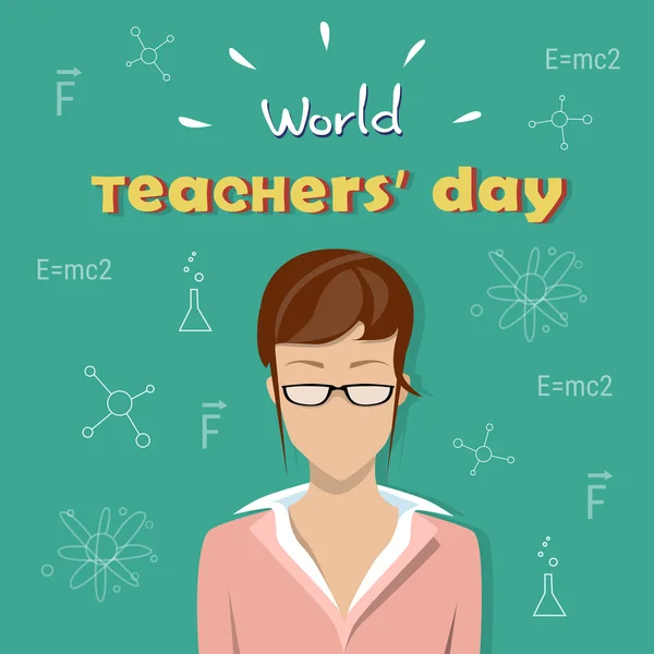 Giornata internazionale degli insegnanti vacanza donna fuori bordo Sketch sfondo — Vettoriale Stock