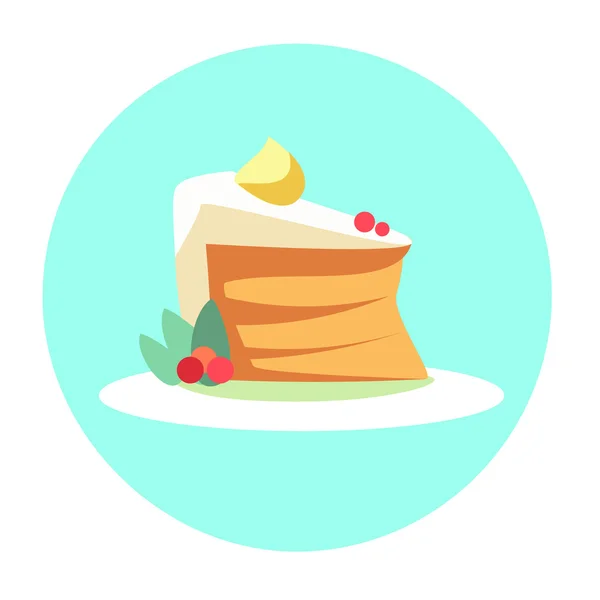 Bunte Kuchen Stück süßes Dessert Essen Symbol — Stockvektor