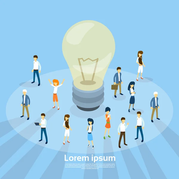 Business People Group Light Bulb Новая идея — стоковый вектор