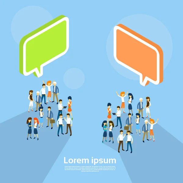 Business mensen Group Chat Bubble Team communicatie Teamwork 3d isometrisch — Stockvector