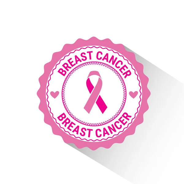 Etichetta Nastro rosa Timbro di consapevolezza del cancro al seno — Vettoriale Stock