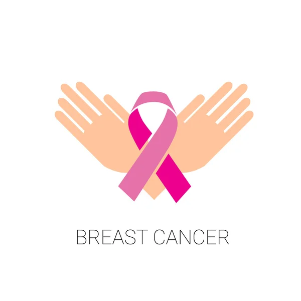 Palmen houden Pink Ribbon Breast Cancer Awareness — Stockvector