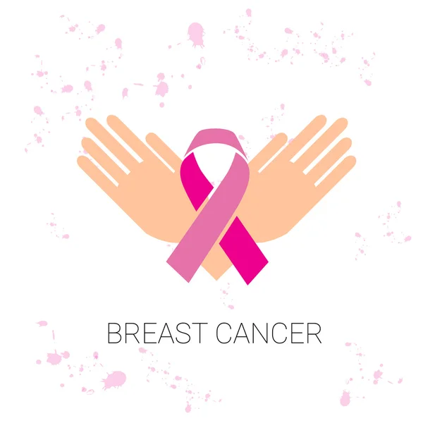 Palmen houden Pink Ribbon Breast Cancer Awareness — Stockvector