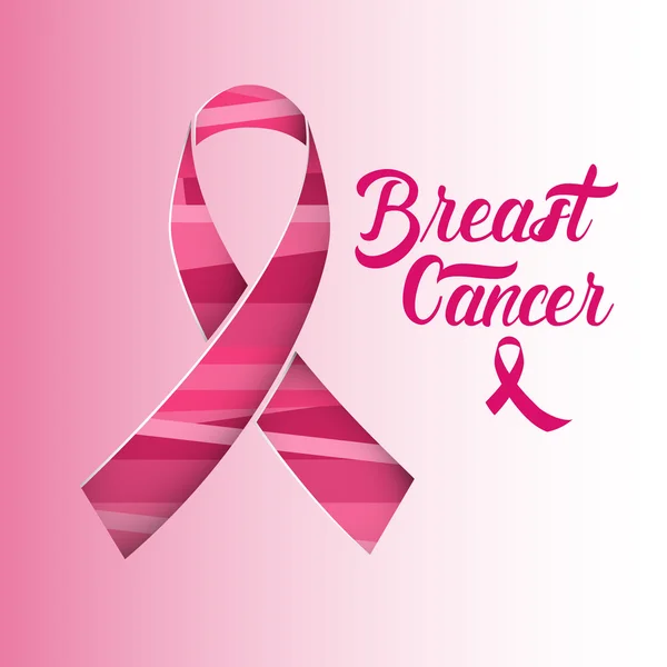 Nastro rosa consapevolezza del cancro al seno — Vettoriale Stock