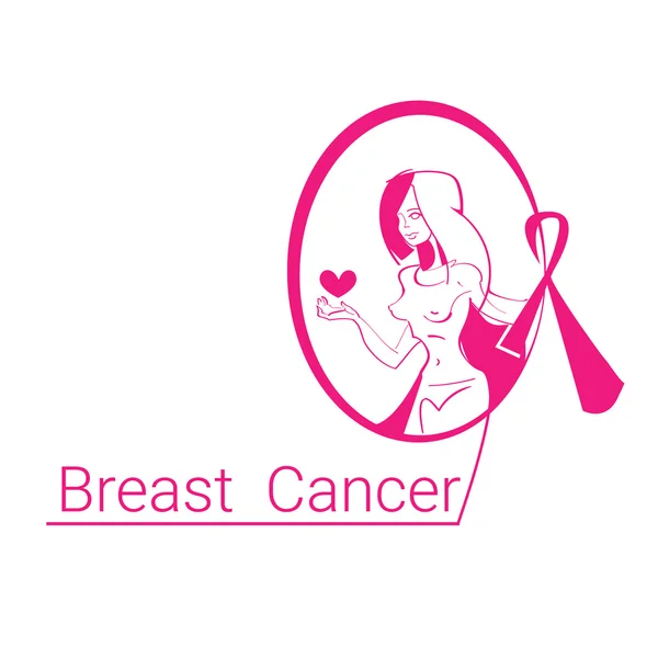 Pink Ribbon Breast Cancer Awareness vrouwelijk lichaam — Stockvector