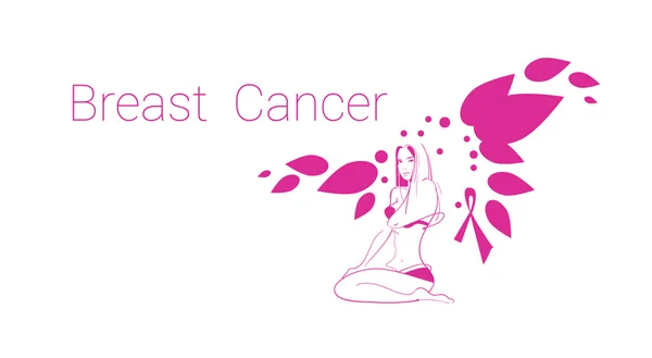 Rosa fiore seno cancro consapevolezza corpo femminile — Vettoriale Stock