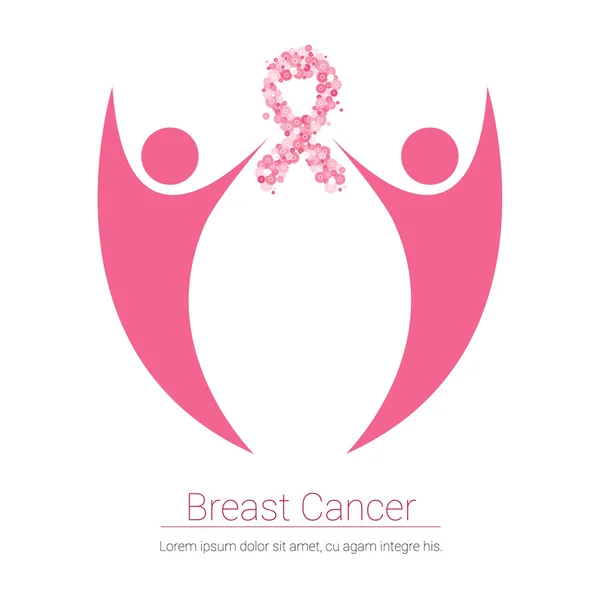 Bannière rose de sensibilisation au cancer du sein — Image vectorielle