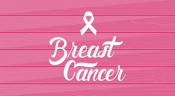 Nastro rosa Consapevolezza del cancro al seno Texture in legno — Vettoriale Stock