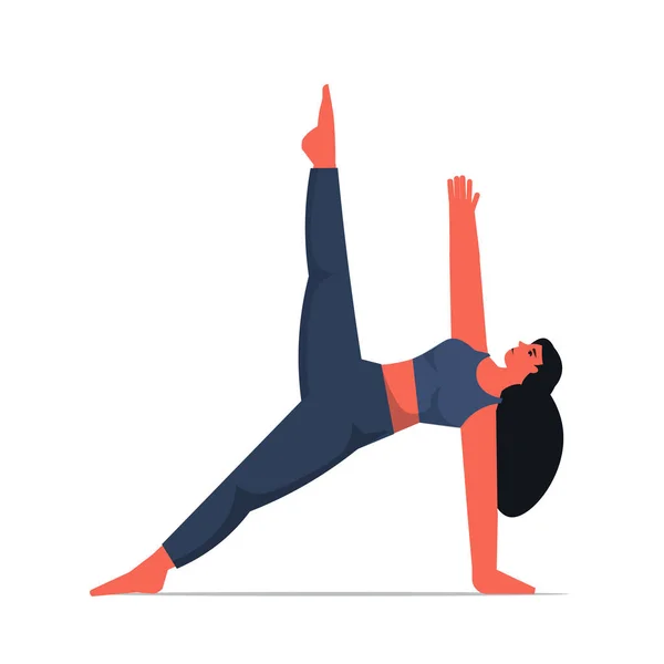 Жінка робить йогу тренування фітнесу здоровий спосіб життя концепція дівчина працює — стоковий вектор