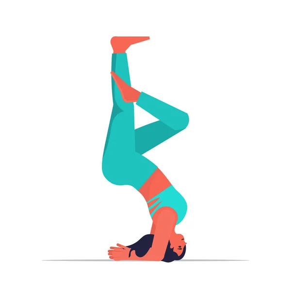 Mulher fazendo exercício de ioga fitness treinamento saudável estilo de vida conceito menina trabalhando para fora —  Vetores de Stock