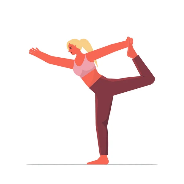 Femme faire du yoga exercice fitness entraînement mode de vie sain concept fille travailler — Image vectorielle