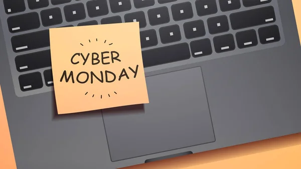 Cyber lunedì vendita scritta su carta appiccicosa nota sulla tastiera del computer portatile shopping online offerta speciale concetto — Vettoriale Stock