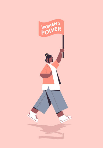 african american girl activist holding flag female empowerment movement womens power concept