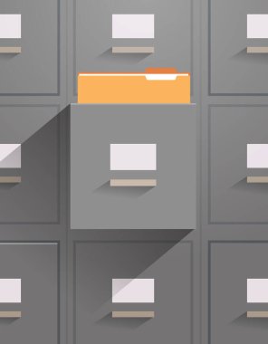 Dosya dolabının ofis duvarı açık kart katalog belge veri arşivi dosya yönetimi için depolama dizinleri