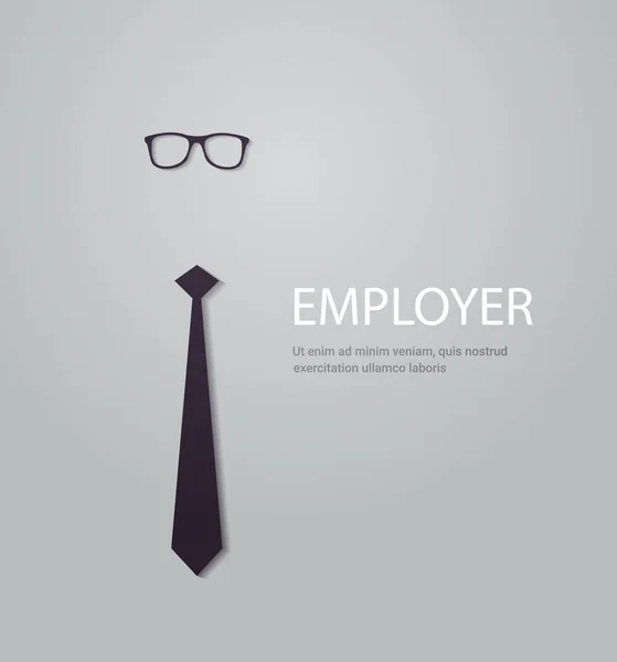 Embauche d'employés et recrutement de personnel affiche avec cravate et lunettes nouveau concept de publicité de recherche d'employés — Image vectorielle