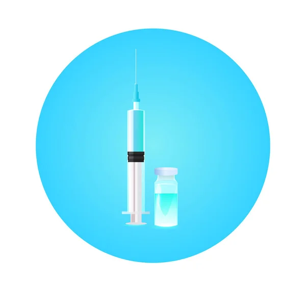 针对covid-19概念的注射器和瓶装疫苗研发斗争 — 图库矢量图片