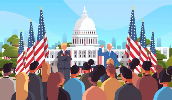 Amerikai republikánus és az Egyesült Államok újonnan megválasztott demokratikus elnöke elnökválasztás USA vita szavazás — Stock Vector