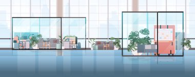 boş ortak çalışma merkezi modern ofis odası iç mimari açık alan mobilyalar yatay