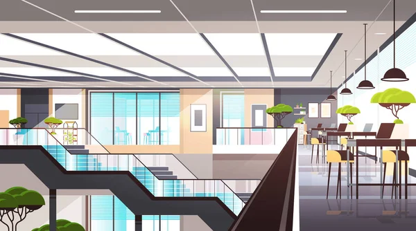 Üres coworking tér belső tér modern intelligens munkaügyi iroda kreatív nyitott tér vízszintes — Stock Vector