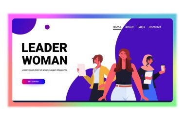 Yarış işkadını liderleri resmi olarak başarılı iş kadını liderleri en iyi patron konseptini giyerler.