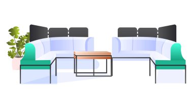 Modern kabine iç mimari ortak çalışma merkezi. Hiç kimse mobilyalı uzay ofisi açmıyor.