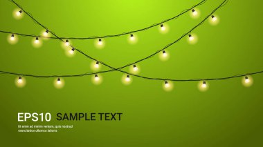 Sevgililer günü afişi ya da üzerinde ampuller parıldayan çelenkler olan tebrik kartı.