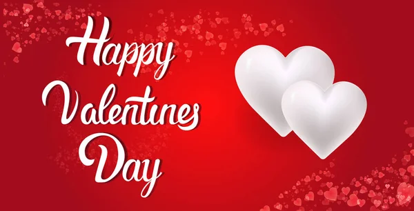 Día de San Valentín celebración amor pancarta volante o tarjeta de felicitación con corazones horizontales — Archivo Imágenes Vectoriales