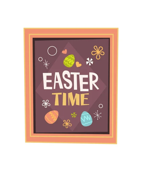 Happy easter spring holiday celebration greeting card poster with easter time picture — Stock Vector