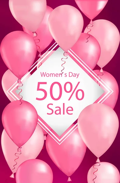 Día de las mujeres 8 marzo día de compras venta de vacaciones folleto de banner de descuento especial o tarjeta de felicitación — Vector de stock