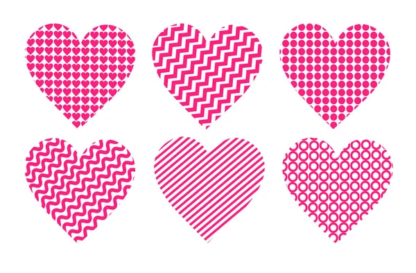 Set rosa Herzen Valentinstag Feier Liebe Banner Flyer oder Grußkarte horizontal nahtlose Muster — Stockvektor