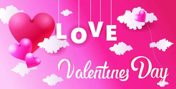 Celebración del día de San Valentín amor pancarta volante o tarjeta de felicitación horizontal — Archivo Imágenes Vectoriales