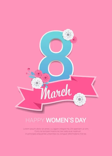 Womens day 8 march holiday celebration concept lettering greeting card poster or flyer — Stock Vector