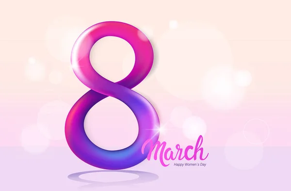 Festa delle donne 8 marzo festa banner volantino o biglietto di auguri con numero otto orizzontale — Vettoriale Stock