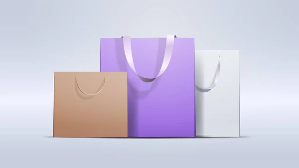 Пакеты для покупок красочные бумажные сумки специальное предложение продажи концепция скидки горизонтальные векторные иллюстрации — стоковый вектор