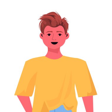 güzel kahverengi saçlı çocuk sevimli çocuk erkek çizgi film karakteri portresi