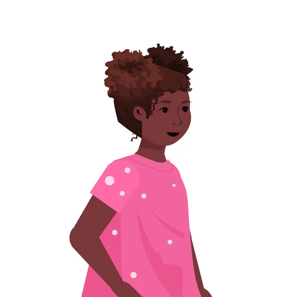 Hermoso africano americano chica lindo niño mujer dibujos animados carácter retrato — Vector de stock