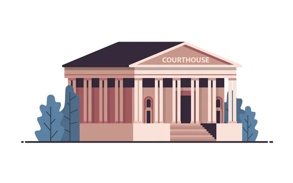 Tribunal edifício exterior direito jurídico aconselhamento justiça conceito — Vetor de Stock