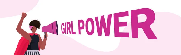 Lány aktivista sikoltozó hangszóró női empowerment mozgás nők hatalom koncepció — Stock Vector