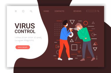 Koronavirüs kovid 19 virüs hücrelerinin yayılmasını önlemek için antibakteriyel sprey kullanan bir adam.