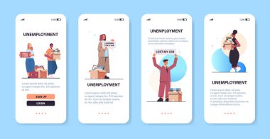 Yarış işadamlarının kutularını eşyalarla doldurmasını sağlayın ve işsizlik posterleri konseptine ihtiyaç duyun.