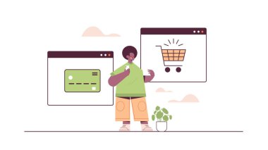 Adam online alışveriş için akıllı telefon uygulaması kullanıyor ve e-ticaret akıllı satın alma