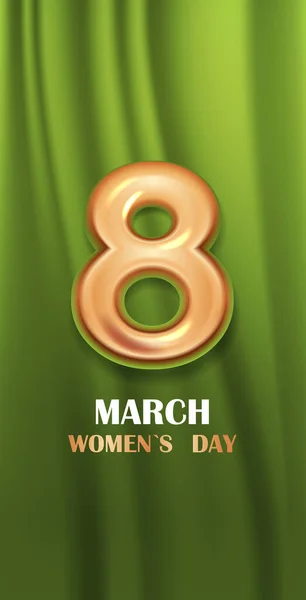 Frauentag 8. März Feiertagsfeier Banner Flyer oder Grußkarte mit der goldenen Zahl acht — Stockvektor