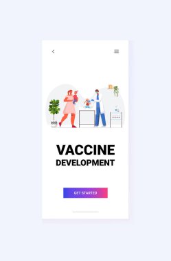 Koronavirüs aşısı geliştirme tıbbi bağışıklık kampanyasına karşı mücadele eden doktor.