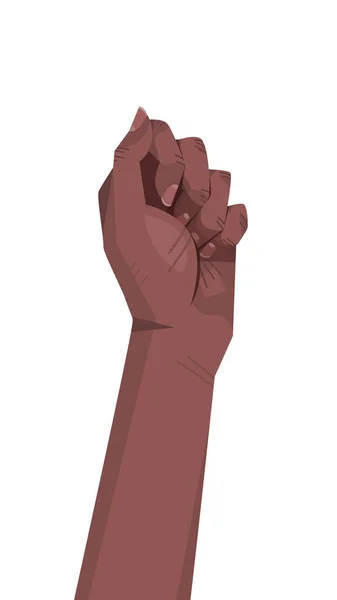 Journée internationale des femmes levé poing noir forte fille pouvoir concept femelle main verticale — Image vectorielle