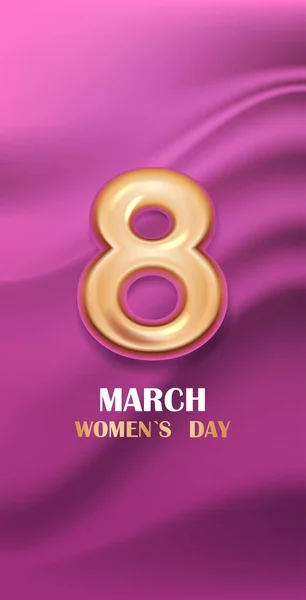 Frauentag 8. März Feiertagsfeier Banner Flyer oder Grußkarte mit der goldenen Zahl acht — Stockvektor