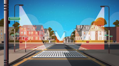 Şehir cephe binaları bomboş şehir sokakları gayrimenkul geceleri şehir dışı yatay